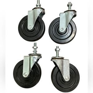 Set of 4 Black Swivel Caster Wheels 4”